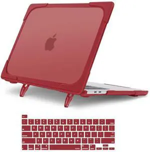 MOSISO Compatible with MacBook Pro 13 inch Case 2025 2024 2023 2022 2021 2020 M2 M1 A2338 A2289 A2251, Protective Heavy Duty Plastic Hard Shell Case with Fold Kickstand & Keyboard Cover, Red