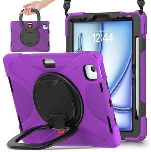 SCSVPN for iPad Air 11 Inch Case M3/M2 (7th/6th Generation, 2025/2024), iPad Air 5th/4th Gen 10.9''(2022/2020), iPad Pro 11''(2020-2018) Protection Cover with Pen Holder+Stand+Shoulder Strap, Purple