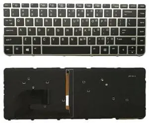 LIXSUNTEK New Backlit Keyboard for HP EliteBook 840 G3 840 G4 745 G3 745 G4 848 G3, P/N 901042-001 903008-001 836308-001 6037B0126901 Silver Frame US Layout Laptop Keyboard (not with Pointer)