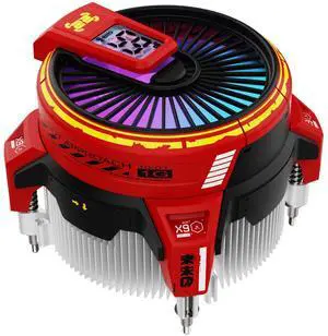 ALSEYE W90C CPU Cooler, Temperature Displayed CPU Cooler for Small Size PC Case with Powerful 90mm ARGB Lighting Fan and 40mm High-Performance Copper Bottom (W90C Intel Version Red)