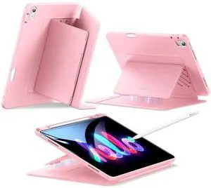 ESR for iPad Air 13 Inch Case M3/M2 (2025/2024), Vertical Stand Cover, Multi Stand Angles, Ultra-Stable Case for iPad Air 13 with Pencil Holder, Flip Series, Pink
