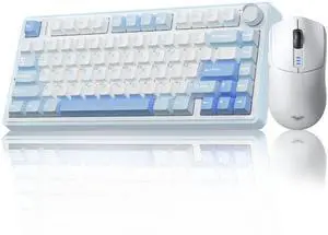 AULA Wireless Keyboard Combo, F75 75% Mechanical Keyboard, Hot Swappable + SC580 Wireless Gaming Mouse, White