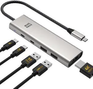 Minthouz USB C Hub,4K@60Hz HDMI Multiport Adapter 5-in-1 USBC to HDMI Splitter with 125W PD/10Gpbs USB-A Data Ports/USB C Dongle,USBC Splitter Multiport Adapter for MacBook Pro/Air, iMac