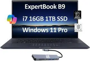 ASUS ExpertBook B9 Thin & Light Laptop (14" FHD, Intel 10-Core i7-1255U, 16GB RAM, 1TB SSD) for Business, Traveling, Engineering, Backlit, Fingerprint, 3-Yr WRT, IST Hub, Win 11 Pro w/AI Copilot ASUS ExpertBook B9 Thin & Light Laptop (14" FHD, Intel 10-Core i7-1255U, 16GB RAM, 1TB SSD) for Business, Traveling, Engineering, Backlit, Fingerprint, 3-Yr WRT, IST Hub, Win 11 Pro w/AI Copilot