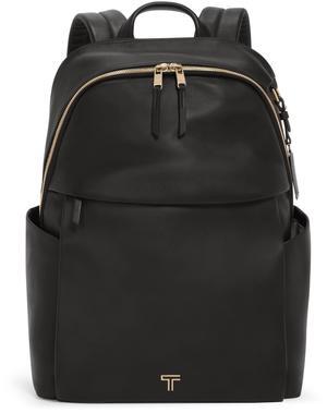 TUMI - Voyageur Raina Backpack - Premium Leather Backpack for Women & Men - Everyday Bag with Phone Pocket & Laptop Compartment - Black, Light Gold Hardware