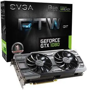 EVGA GeForce GTX 1080 FTW DT GAMING ACX 3.0, 8GB GDDR5X, RGB LED, 10CM FAN, 10 Power Phases, Double BIOS, DX12 OSD Support (PXOC) Graphics Card 08G-P4-6284-KR