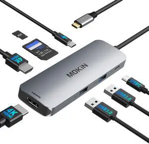 MOKiN USB C Docking Station Dual Monitor, USB C to Dual HDMI Adapter, 8 in 1 Laptop Docking Station with 2 HDMI(4K @60Hz), PD Charging, USB A&C 3.0 Ports, SD/TF for Dell/HP/Lenovo/Surface/Yoga etc