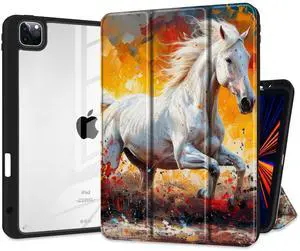 Batianda Case for 13-inch iPad Pro 2024 Case M4 Chip Model A2925 [Built-in Pencil Holder] Shockproof Cover with Clear Transparent Back Shell Soft TPU Bumper,Auto Sleep/Wake, Horse