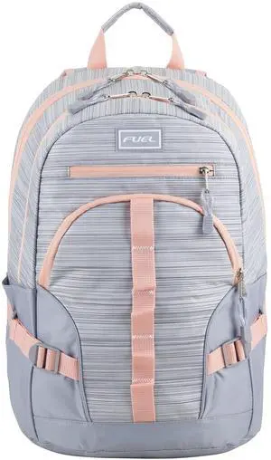 FUEL Hiking Laptop Backpack, College Bookbag, Travel Daypack with 5 Compartments, Dynamo Tech Pocket, 18.5 Inches, Silver