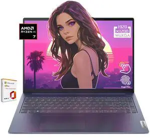 Lenovo IdeaPad 5 Slim, 16" FHD Touchscreen Laptop, 8Cores AMD Ryzen 7 8845HS, 16GB LPDDR5x Memory, 1TB PCIe SSD, Fingerprint Reader, Win 11 Home,w/Office 365 (Windows 11 Home, 16GB RAM | 1TB PCIe SSD)