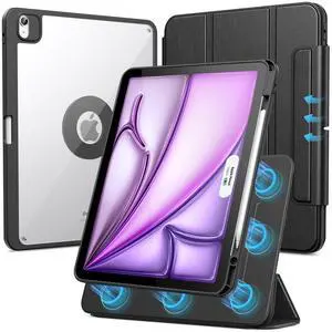 SPARIN Case for iPad Air 13 Inch M3 2025/M2 2024 ((7th/6th Generation), Removable Magnetic Cover with Apple Pencil Holder, Portrait and Landscape Stand, Auto Wake/Sleep -Black
