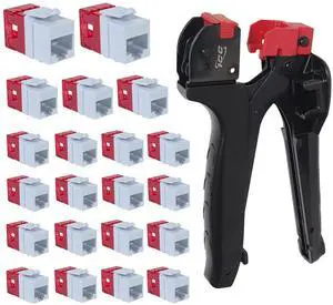 ICC CAT6 HD Keystone Jack 25-Pack with JackEasy Termination Tool Bundle - RJ45 Ethernet Cable Connectors, PoE++ Rated, UL Listed - Cat6a, Cat6, Cat5e, and Voice Keystone Jacks