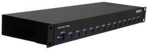 SEDNA - 19 Inch 1U Rack Mount 13 Port USB 3.2 Gen II Hub (10Gbps) (13 x Type A Ports) with 5V 10A AC/DC Adapter