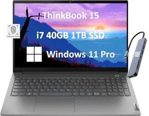 Lenovo ThinkBook 15 Gen 4 Business Laptop (15.6" FHD Anti-Glare, Intel 10-Core i7-1255U, 40GB RAM, 1TB PCIe SSD), 1080p Webcam, Narrow Bezel, Fingerprint, Wi-Fi 6, Ethernet, Win 11 Pro, Grey
