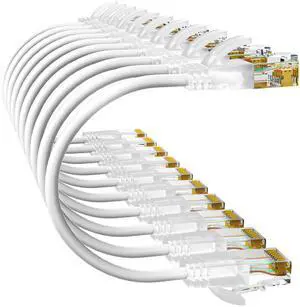 10Gsupxsel Cat6a Patch Cables 14ft (10 Pack) Slim, Cat6 Ethernet Patch Cable Pure Copper, Flexible Cat 6 Patch Cable 550MHZ 10G, Space-Saving Cat 6A Network Cables for Patch Panel, White