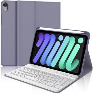 Keyboard Case for iPad Mini 7th (A17 Pro, 2024) & 6th (2021) 8.3-inch, Rechargeable, Detachable Bluetooth Keyboard, Slim Folio Protective Cover with Pencil Holder for iPad Mini 7th/6th Generation