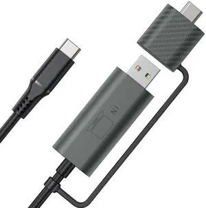 2-in-1 USB-A/C to HDMI Converter Cable for 14''/15.6'' Tri-Screen Display, Video Signal Adapter Compatible with M1/M2/M3/M4 MacBook and No Type C Laptops, Need to Download Driver