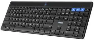 Arteck Solar Bluetooth Keyboard, Universal Multi-Device Full Size Wireless Keyboard for Windows iOS Android Computer Desktop PC Laptop Surface Tablet Smartphone Rechargeable Battery