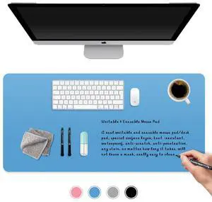 AWELUX Dry Erase Mouse Pad, Real Writable & Erasable Desk Pad, Waterproof, Anti-Scratch, Heat Resistant Large Mouse Pad, Dry & Wet Erase Desk Mat, for Office Home Classroom (Blue, 31.5" x 15.7")