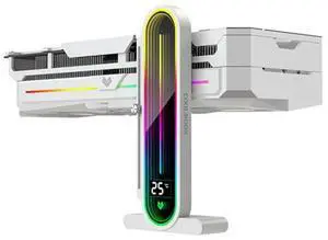 Baotkere Height Adjustable RGB GPU Stand with Temperature Display, 5V 3PIN Video Card Support Holder, Anti Sag Bracket & Magnetic Base for PC Graphics Cards