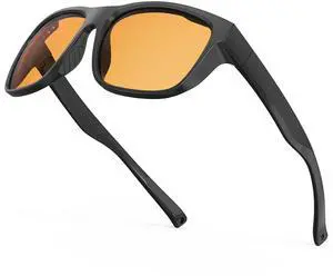Bloomoak Gaming Glasses for Men|Orange Blue Light Blocking Square Glasses for Sleeping|Anti-Fatigue for Computer/Screen(XL)