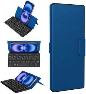 CACOE Mobilephone Mini Bluetooth Keyboard, Ultra-Thin, Portable and Foldable, Dual-Channel, Suitable for Smartphones and iOS/Android/Windows Systems, Ocean Blue
