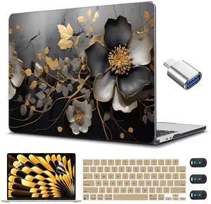 CISSOOK Compatible with MacBook Air 15 inch Case 2023 2024 2025 Release M4 A3241 M3 A3114 M2 A2941, Plastic Hard Shell &Keyboard Cover &Screen Protector, Abstract Oil Painting