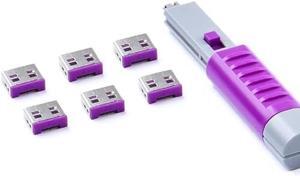 Smart Keeper USB Port Locks Basic with Key - 6 Lock 1 Key (Purple)