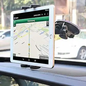 Cuxwill Car Windshield Tablet Mount Holder for 4-13" iPad Device, 360deg Rotation Car Window Heavy Duty Suction Cup Tablet Holder for iPad Pro 12.9 10.5 9.7, iPad Air Mini, Samsung Tab, Kindle Fire