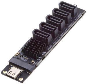 chenyang USB 3.1 Gen 2 to 5 SATA 3.0 Port Multiplier Extension Card Adapter for Motherboard SATA Hard Drive Port Extension with JMB575 JMS580 Chipset