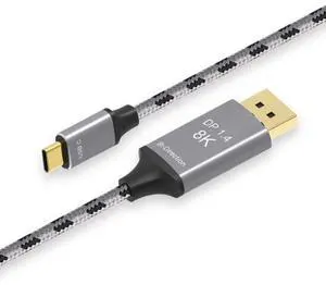 USB C to DisplayPort Cable 8K@60Hz, Aluminum USB Type C to DisplayPort Cable 6.6ft, Displayport to USB C Cord Bidirectional for MacBook Pro, XPS
