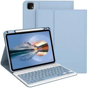 Divufus Keyboard Case for iPad Pro 11 Inch (M4) 2024 [Magnetic Detachable Wireless Keyboard][Support 3 System] Flip Stand Case with Pencil Holder for iPad 11" Pro 2024 (M4), Blue