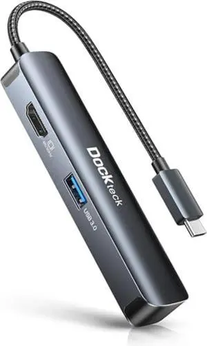 USB C Hub Multiport Adapter, dockteck 5-in-1 USB-C Hub with 4K 30Hz HDMI, SD/TF Card Slots, 2* USB 3.0 5Gbps Data Ports, for MacBook Pro, MacBook Air, iPad Pro, XPS