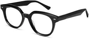 Dollger Blue Light Blocking Glasses For Woman Men Thick Square Frame Round Non-Prescription, For Computer, Work,Gaming,TV (Black)