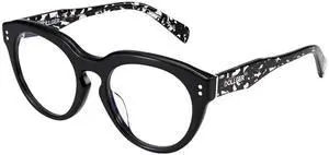 Dollger Fashion Women Round Blue Light Glasses for Men Blue Light Blocking Computer Glasses (Black) D1E240404