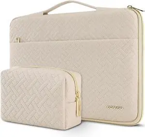 DOMISO Laptop Sleeve Case 17.3 inch Waterproof Computer Carrying Handbag with Small Accessory Bag Compatible with 17.3" MSI GS73VR Stealth Pro/LG Gram 17"/HP Envy 17/ROG Strix GL702VS, Beige