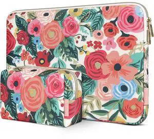 DOMISO 17.3 inch Laptop Sleeve Case Water-Resistant Computer Cover Bag with Small Pocket for HP, Dell Notebook,Rose