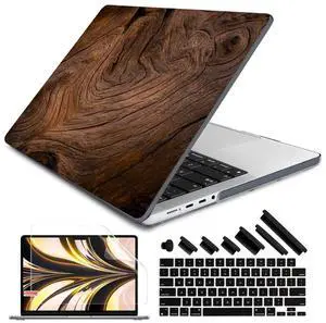 DONGKE for M4 MacBook Pro 14 inch Case 2024 2023 2021 A3112 A3401 A3185 M3 A2918 A2992 M2 A2779 M1 A2442 Pro Max with Retina XDR Display & Touch ID, Plastic Hard Shell Cover, Wood Grain