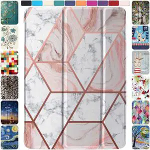 DuraSafe Cases for iPad 9.7 Inch 6th Gen / 5th Gen [iPad 6 iPad 5 ] A1893 A1822 A1954 MRJN2LL/A MR7G2LL/A MR7F2LL/A MP2F2LL/A Ultra Slim Smart Auto Sleep/Wake Printed PC Cover - Marble Pink