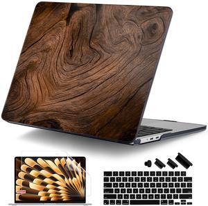 DONGKE for M4 MacBook Air 13.6 Inch Case 2025 2024 2023 2022 Model A3240 A3113 A2681 M3 M2 Chip, Plastic Hard Shell Case Cover with Touch ID for MacBook Air 13 Inch M4 - Wood Grain
