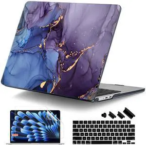 DONGKE for M4 MacBook Air 13.6 Inch Case 2025 2024 2023 2022 Model A3240 A3113 A2681 M3 M2 Chip, Plastic Hard Shell Case Cover with Touch ID for MacBook Air 13 Inch M4 - Abstract Marble