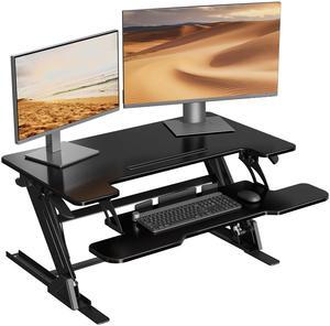 BONTEC Standing Desk Converter w/Dual Gas Spring, Height Adjustable for Dual Monitor Workstation (36")
