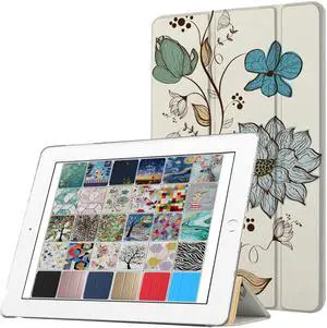 DuraSafe Cases for iPad PRO 9.7 Inch [Pro 9.7 2016] A1673 A1674 MLPX2LL/A MLPW2LL/A MLPY2LL/A MLYJ2LL/A Printed Slim Lightweight PC Dual Angle Stand Clear Flip Back Cover - Watercolor Flowers
