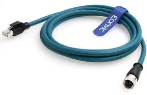 Eonvic M12 X Code 8 Pin Female to RJ45 Cat-7e High Flex Ethernet Cable for Cognex Industrial Camera (1M)