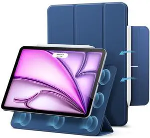 ESR for iPad Air 13 Inch Case M3/M2 (2025/2024), iPad Pro 12.9 6th/5th/4th Gen, Powerful Magnetic Attachment, Slim Trifold Stand Case, Supports Pencil Pro & Pencil (USB-C), Rebound Series, Dark Blue