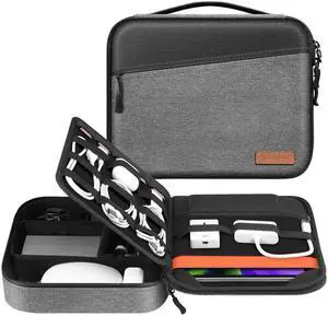 Electronic Organizer Bag, FINPAC Portable Accessories Storage for Cable/Cord/Charger/USB/SD Card, Portfolio Tablet Sleeve Carrying Case for iPad Pro 12.9''/11/10.2" iPad/10.5" iPad Air/9.7" iPad