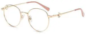 Firmoo Blue Light Blocking Glasses for Woman, Gold Retro Round Metal Frame Anti Eyestrain UV400 Computer Gaming Glasses Bow165