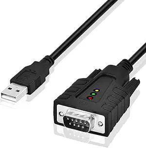 DriverGenius USB232A-B-A | USB to Serial (DB9) Adapter with 3 LEDs - Compatible with Windows 11 and macOS 15 [(2-Piece/Package)]
