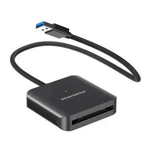 DriverGenius CFast 2.0 Card Reader with USB 3.0 &USB-C, 30cm/0.98ft Nylon Braided Cable, for Professional Photographers and Videographers (Metal, HB083-A)