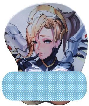 fonyell 3D Mousepads Anime Gaming Mouse Pads with Wrist Rest Nonslip Mouse Pad 2Way Skin (Mercy)